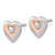 Sterling Silver RH-plated & Rose Gold-plated Diamond Heart Post Earrings QE15649