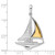 De-Ani Sterling Silver Rhodium-Plated Polished Sailboat with 14k Accent Pendant QC10789G