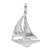 De-Ani Sterling Silver Rhodium-Plated Polished Sailboat with 14k Accent Pendant QC10789G