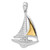 De-Ani Sterling Silver Rhodium-Plated Polished Sailboat with 14k Accent Pendant QC10789G