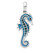 De-Ani Sterling Silver Rhodium-Plated Polished 3D Enameled Blue Seahorse Pendant QC10630