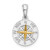 De-Ani Sterling Silver Rhodium-Plated Polished Mini Compass with 14k Needle Pendant QC10911G
