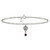 Sterling Silver Dark Pink Crystal Dangling Antiqued Heart 10 inch Anklet QG1209-10