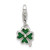 Sterling Silver Green Enameled Four Leaf Clover Charm with Lobster Clasp QC6115