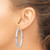 Sterling Silver Rhod-plated Polished & Striped 4mm Oval Hoop Earrings QE13259
