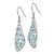 Sterling Silver Rhodium-plated Blue Crystal Wing Dangle Earrings QE14415