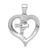 Sterling Silver Rhodium-plated Polished Heart with CZ Cross Pendant QC8486