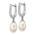 Sterling Silver Rhod-plated CZ 7 to 8mm Rice FWC Pearl Hoop Dangle Earring QE16365