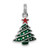 Sterling Silver Rhodium-platedEnamel Christmas Tree Charm QC6064