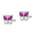 Sterling Silver Rhodium-plated Polished Pink & White Enameled Butterfly Children's Post Earrings QE16626