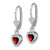 Sterling Silver Rhodium Plated 5mm Heart Garnet Leverback Earrings QE2046GA