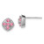 Sterling Silver Rhodium-plated Pink Tourmaline Square Earrings QE10109PT
