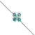 Sterling Silver Rhodium plated Teal & White CZ w/1IN EXT Bracelet QG6215-7