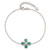 Sterling Silver Rhodium plated Teal & White CZ w/1IN EXT Bracelet QG6215-7