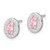 Sterling Silver Rhod-plated Pink and White CZ Oval Stud Earrings QE12562