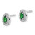 Sterling Silver Rhod-plated w/ Green and White CZ Oval Stud Earrings QE12557