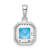 Sterling Silver Rhodium Plated Clear CZ and Square Blue CZ Pendant QP5265DEC