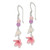 Sterling Silver Polished Amethyst, Agate, Blue Topaz, Pink CZ & Resin Flower Dangle Earrings QE1306