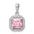 Sterling Silver Rhodium Plated Clear CZ and Square Pink CZ Pendant QP5265OCT