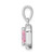 Sterling Silver Rhodium Plated Clear CZ and Square Pink CZ Pendant QP5265OCT