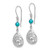 Sterling Silver Rhodium-plated Polished Filigree CZ & Reconstituted Turquoise Teardrop Dangle Earrings QE15347