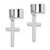 Sterling Silver Rhodium-plated Polished Cross Pair of Cuff Earrings QE13689