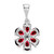 Sterling Silver Rhodium Garnet & Diamond Flower Pendant QDX619