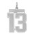 Sterling Silver/Rhodium-plated Satin Number 13 Charm QPP13