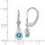 Sterling Silver Rhodium Plated 5mm Round Blue Topaz Leverback Earrings QE2040BT