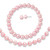 Sterling Silver Rh-p 7-8mm Pink FWC Pearl Earring Bracelet Necklace Set QH5638SET
