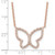 Sterling Silver Rose-tone Polished Open Butterfly CZ w/2 in ext. Necklace QG6151-16