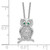 Sterling Silver Polished Rhodium-plated Green/Clear CZ Owl 18in Necklace QG6165-18
