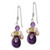 Sterling Silver Amethyst, Peridot & Peach FWC Pearl Dangle Earrings QE2326