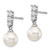 Majestik Sterling Silver Rhodium-plated 8-9mm Imitation Shell Pearl CZ Dangle Earrings QMJE804W