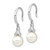 Majestic Sterling Silver Rhodium-plated 8-9mm White Imitation Shell Pearl CZ Dangle Earrings QMJE805W