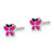 Sterling Silver Polished Pink & Black Enameled Butterfly Children's Post Earrings QE14340