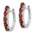 Sterling Silver Rhodium-plated Polished Garnet Hinged Hoop Earrings QE12619GA