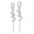 Sterling Silver Polished CZ Spiral & Chain Dangle Hinged Hoop Earrings QE4092