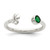 Sterling Silver Green Glass Bead 4-Leaf Clover Adjustable Ring QR6330