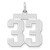 Sterling Silver/Rhodium-plated Satin Number 33 Charm QPM33