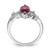 Sterling Silver Rhodium-plated Red Glass Marquise Stone & CZ Ring QR7037-6