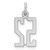 Sterling Silver/Rhodium-plated Elongated Number 52 Charm QES52