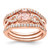Sterling Silver Rose-tone 3 Piece Pink Crystal & CZ Ring Set QR6936-6