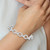 Sterling Silver Rhodium Plated Polished Textured Fancy Link Bracelet QG5003-7.25