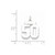 Sterling Silver/Rhodium-plated Polished Number 50 Charm QSS50
