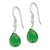 Sterling Silver Polished Dark Green Crystal Teardrop Dangle Earrings QE6205