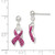 Sterling Silver Stellux Crystal Pink Awareness Ribbon Earrings QE9653