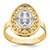 14k w/Rhodium Oval Shield and Hearts Ring R937