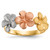 14k Two-tone w/White Rhodium Satin D/C 3-Plumerias Ring R633