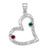 SS/Rhodium-plated 2 Birthstone Heart with SS Bezel Family Pendant QMP2/2SS